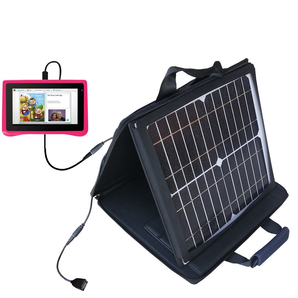SunVolt Solar Charger compatible with the Ematic FunTab Pro (FTABU) and one other device - charge from sun at wall outlet-like speed