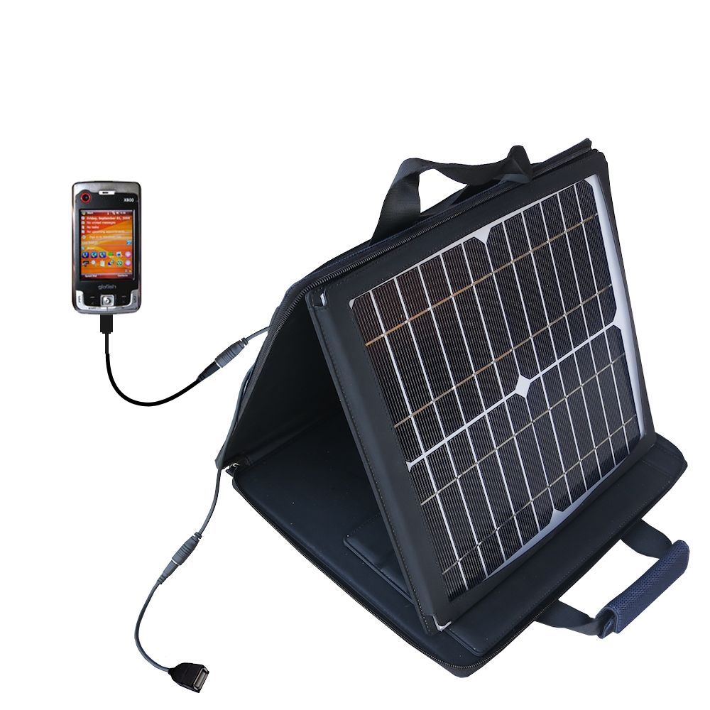 SunVolt Solar Charger compatible with the Eten Glofiish X800 and one other device - charge from sun at wall outlet-like speed