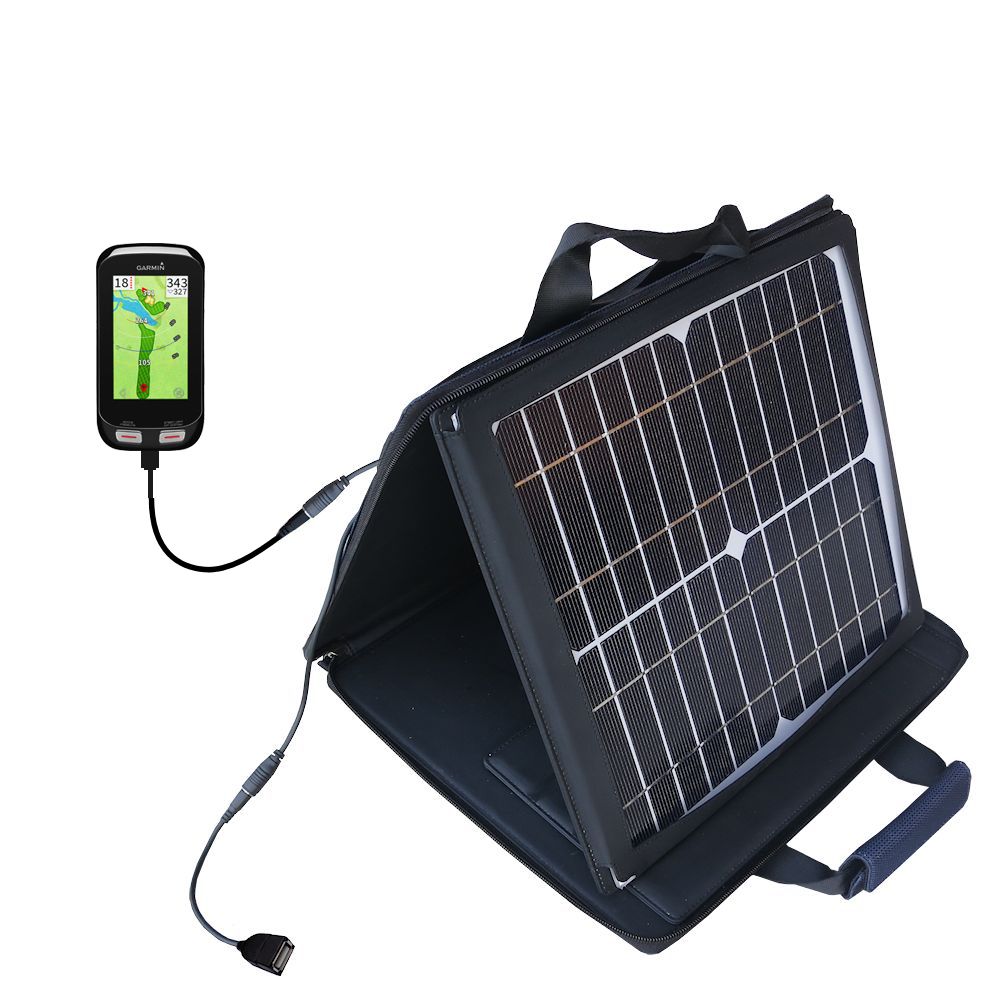 SunVolt Solar Charger compatible with the Garmin Approach G8 and one other device - charge from sun at wall outlet-like speed