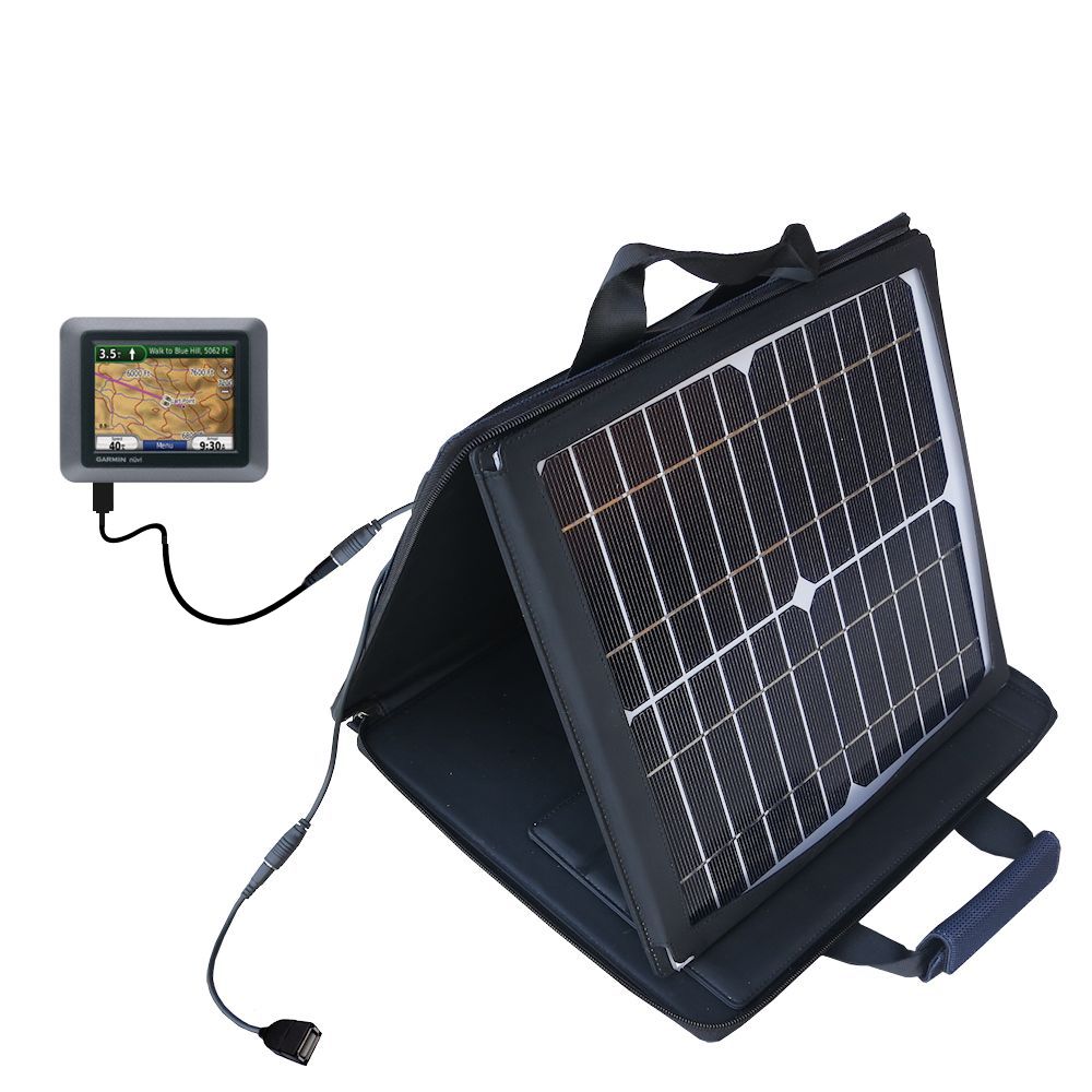 SunVolt Solar Charger compatible with the Garmin Nuvi 550 and one other device - charge from sun at wall outlet-like speed