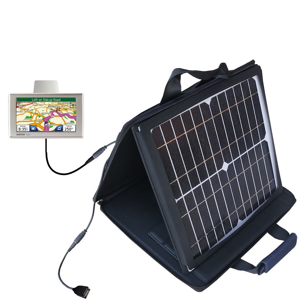 SunVolt Solar Charger compatible with the Garmin Nuvi 600 610 and one other device - charge from sun at wall outlet-like speed