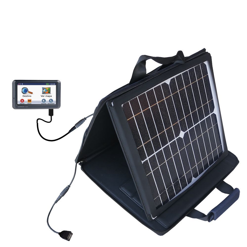 SunVolt Solar Charger compatible with the Garmin Nuvi 775T and one other device - charge from sun at wall outlet-like speed