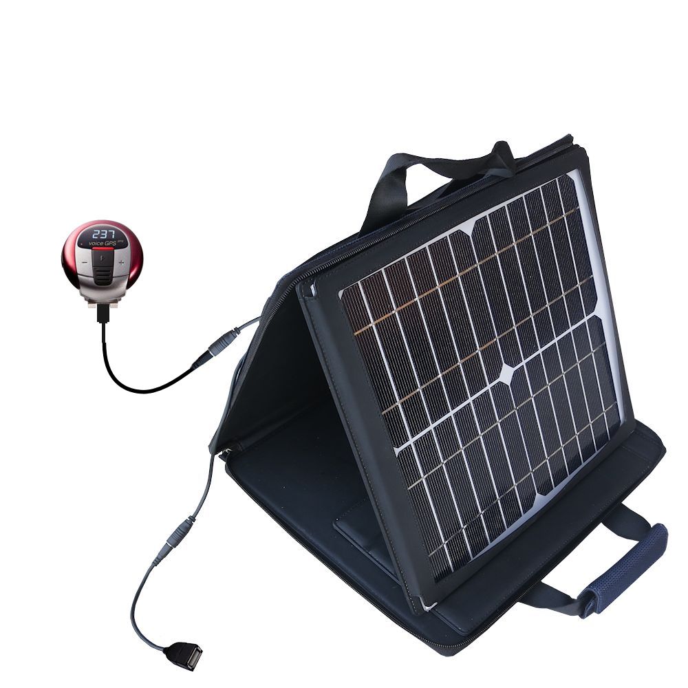 SunVolt Solar Charger compatible with the GoCaddyGo Voice GPS Pro and one other device - charge from sun at wall outlet-like speed