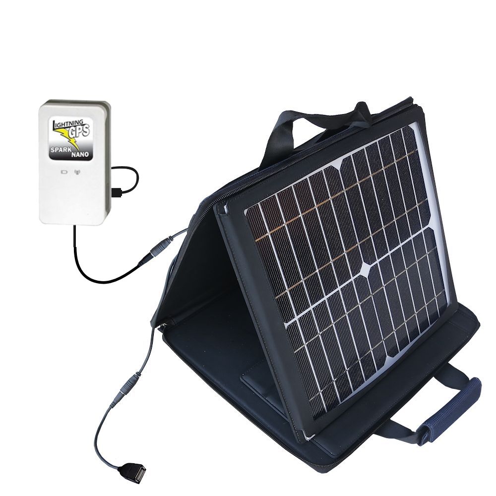 SunVolt Solar Charger compatible with the GPS Spark Nano Tracker and one other device - charge from sun at wall outlet-like speed