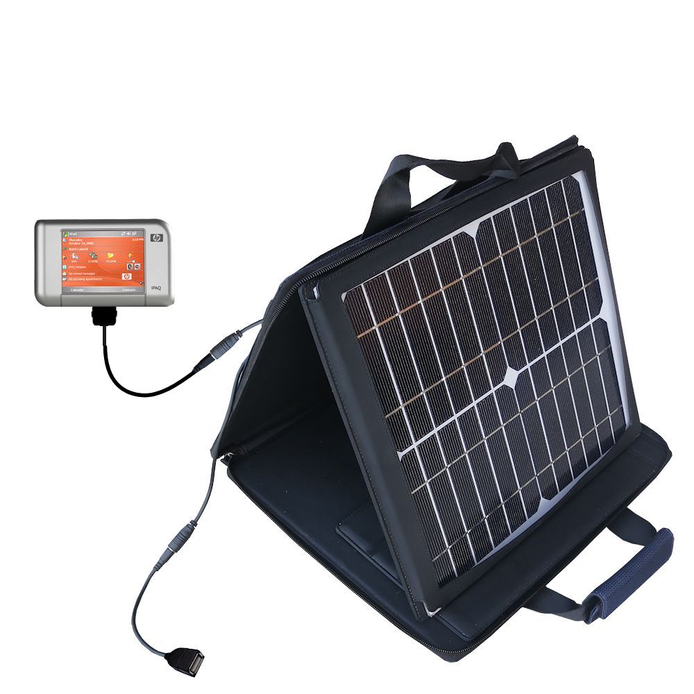 SunVolt Solar Charger compatible with the HP iPAQ rx4200 / rx 4200 and one other device - charge from sun at wall outlet-like speed