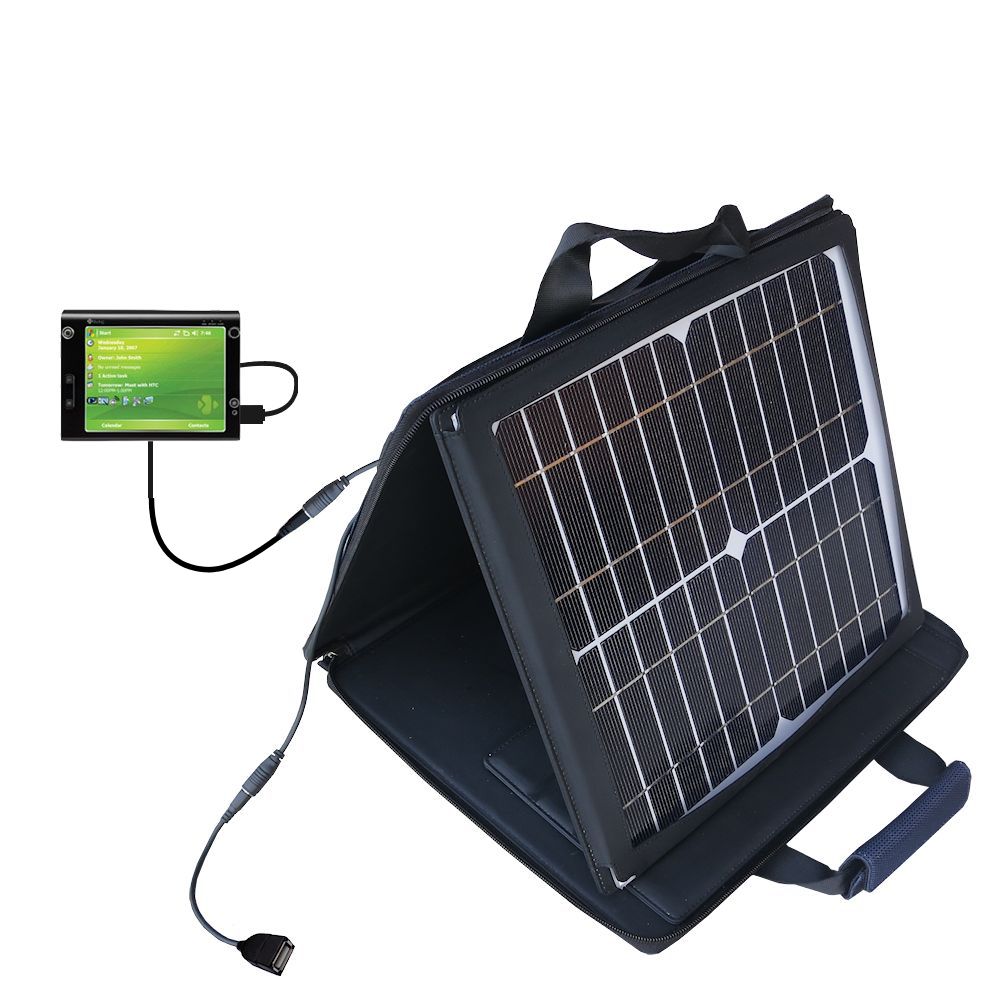 SunVolt Solar Charger compatible with the HTC Advantage and one other device - charge from sun at wall outlet-like speed