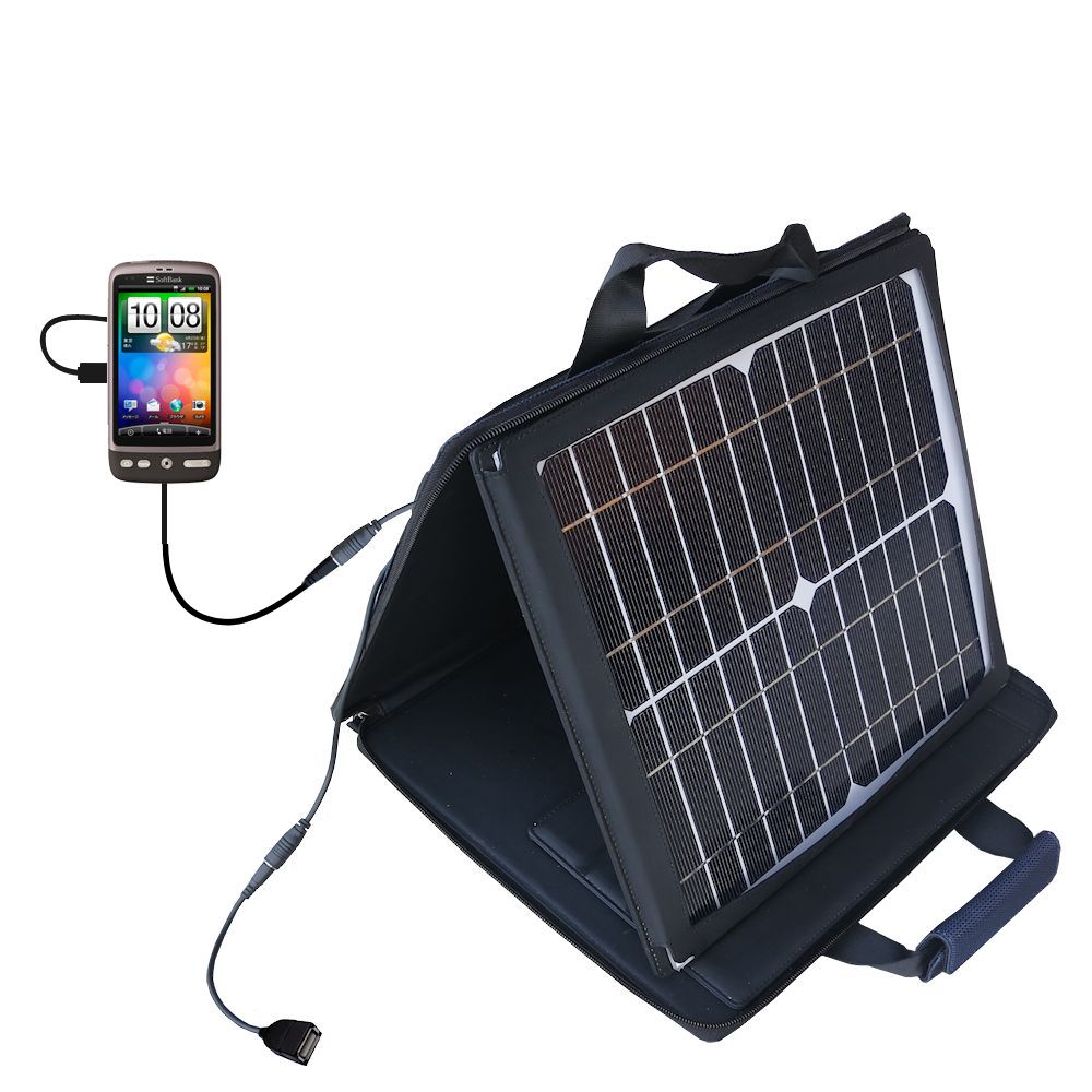 SunVolt Solar Charger compatible with the HTC Desire S and one other device - charge from sun at wall outlet-like speed
