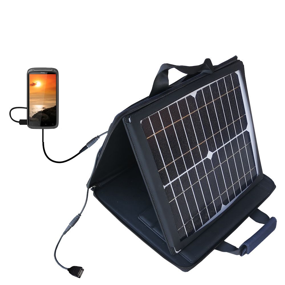 Gomadic SunVolt High Output Portable Solar Power Station designed for the HTC Pyramid - Can charge multiple devices with outlet speeds