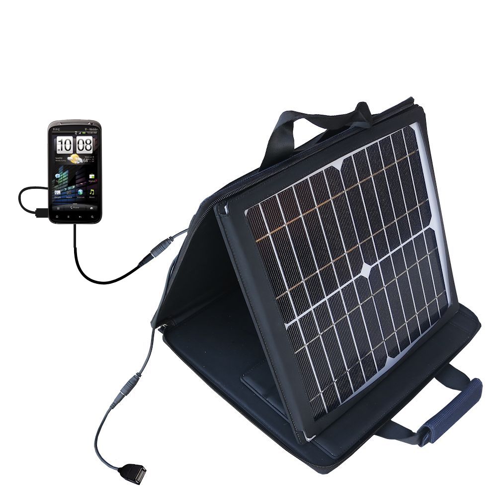 Gomadic SunVolt High Output Portable Solar Power Station designed for the HTC Sensation 4G - Can charge multiple devices with outlet speeds