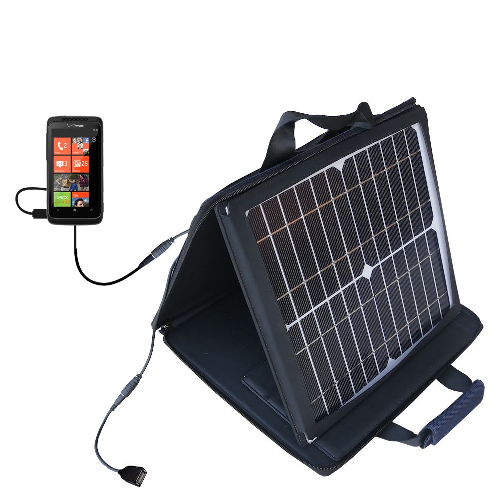 SunVolt Solar Charger compatible with the HTC Trophy and one other device - charge from sun at wall outlet-like speed