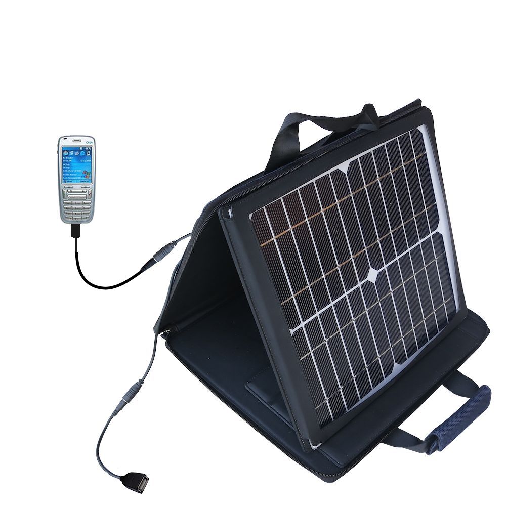 SunVolt Solar Charger compatible with the HTC Typhoon Smartphone and one other device - charge from sun at wall outlet-like speed