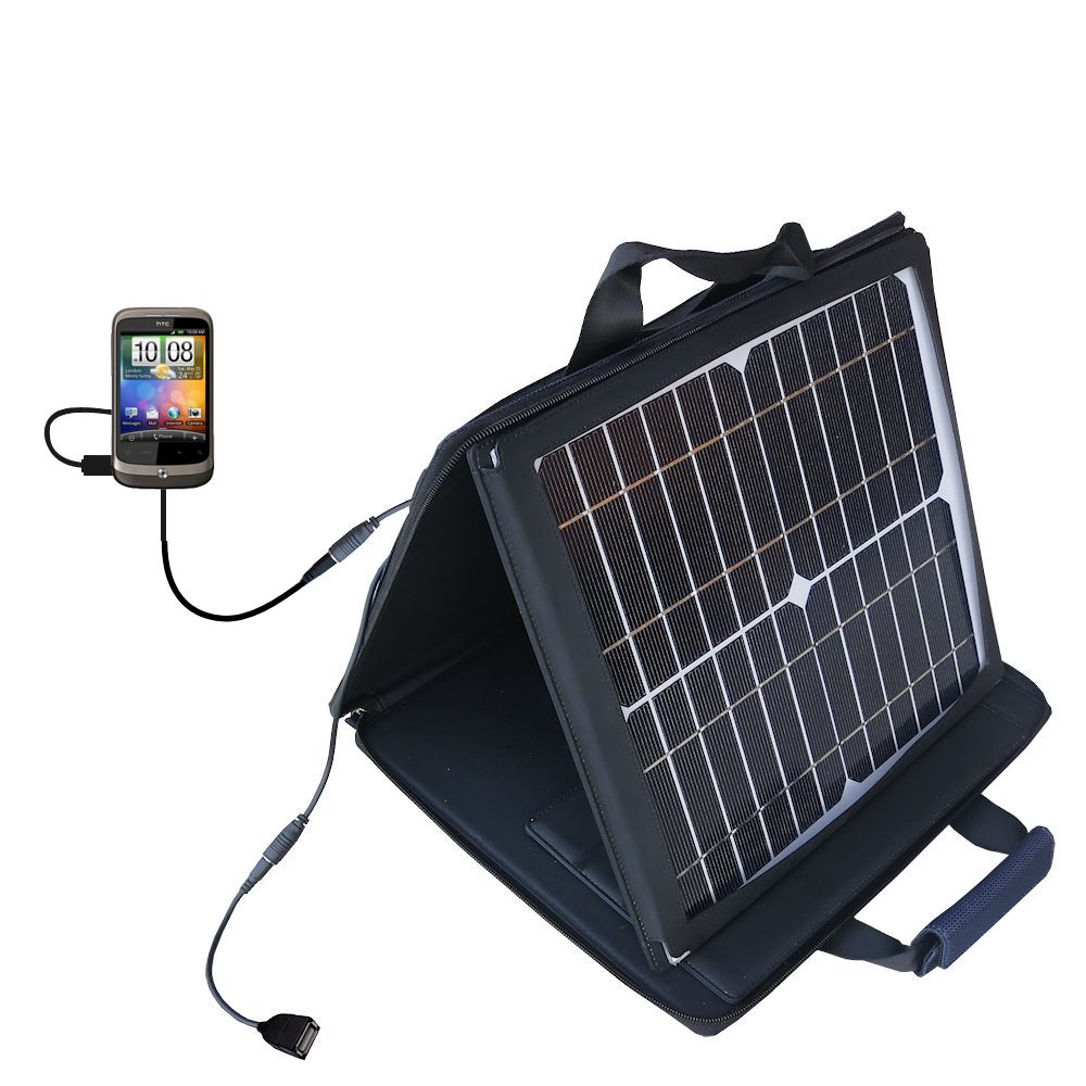 SunVolt Solar Charger compatible with the HTC Wildfire S and one other device - charge from sun at wall outlet-like speed