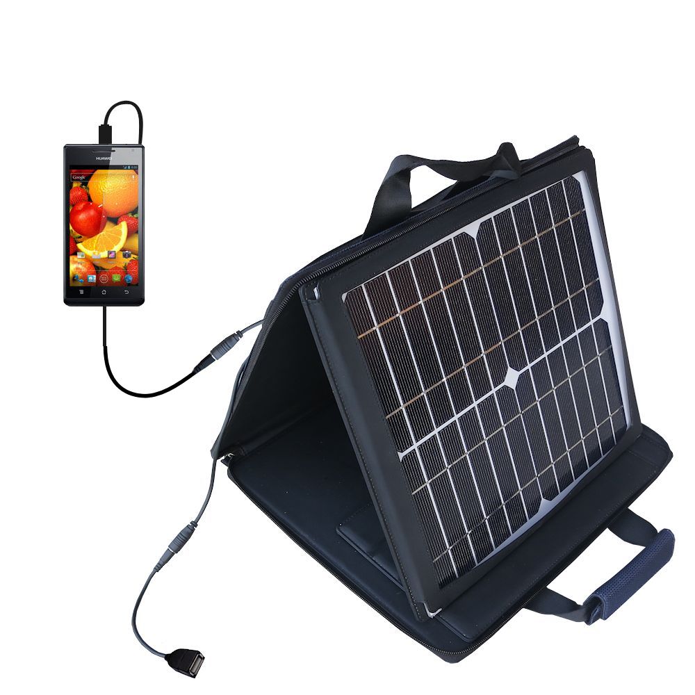 SunVolt Solar Charger compatible with the Huawei Ascend P1 S and one other device - charge from sun at wall outlet-like speed