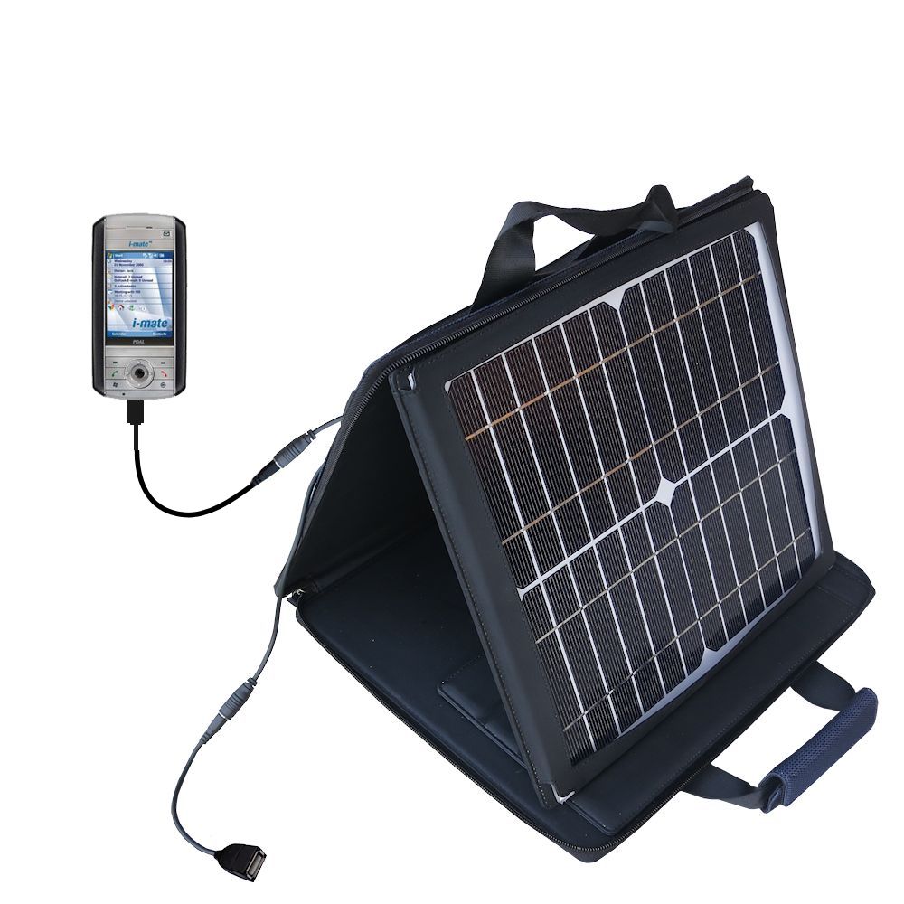 SunVolt Solar Charger compatible with the i-Mate Ultimate 5150 and one other device - charge from sun at wall outlet-like speed