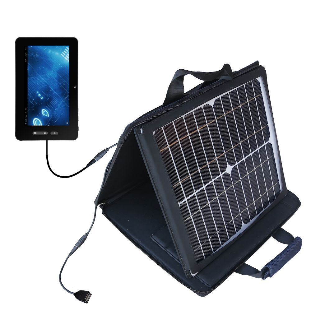 SunVolt Solar Charger compatible with the Idolian IdolPAD 9 and one other device - charge from sun at wall outlet-like speed