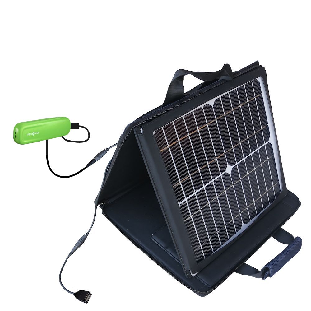 SunVolt Solar Charger compatible with the Insignia NS-KDTR1 Little Buddy Child Tracker and one other device - charge from sun at wall outlet-like speed