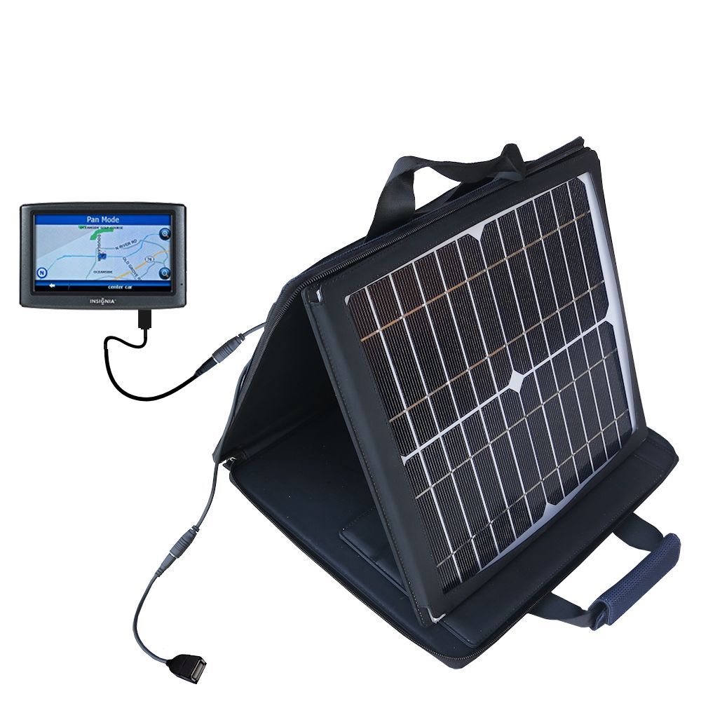 SunVolt Solar Charger compatible with the Insignia NS-NAV01 GPS and one other device - charge from sun at wall outlet-like speed