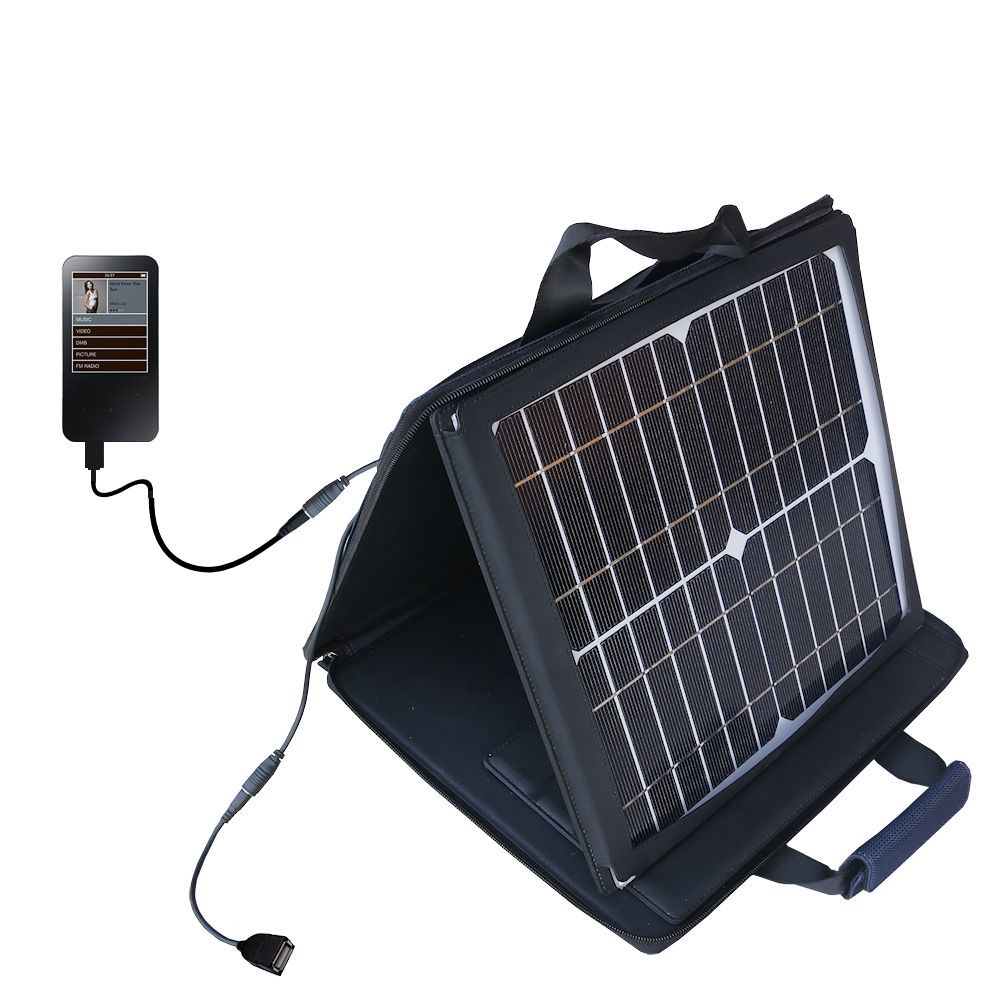 SunVolt Solar Charger compatible with the iRiver B30 and one other device - charge from sun at wall outlet-like speed