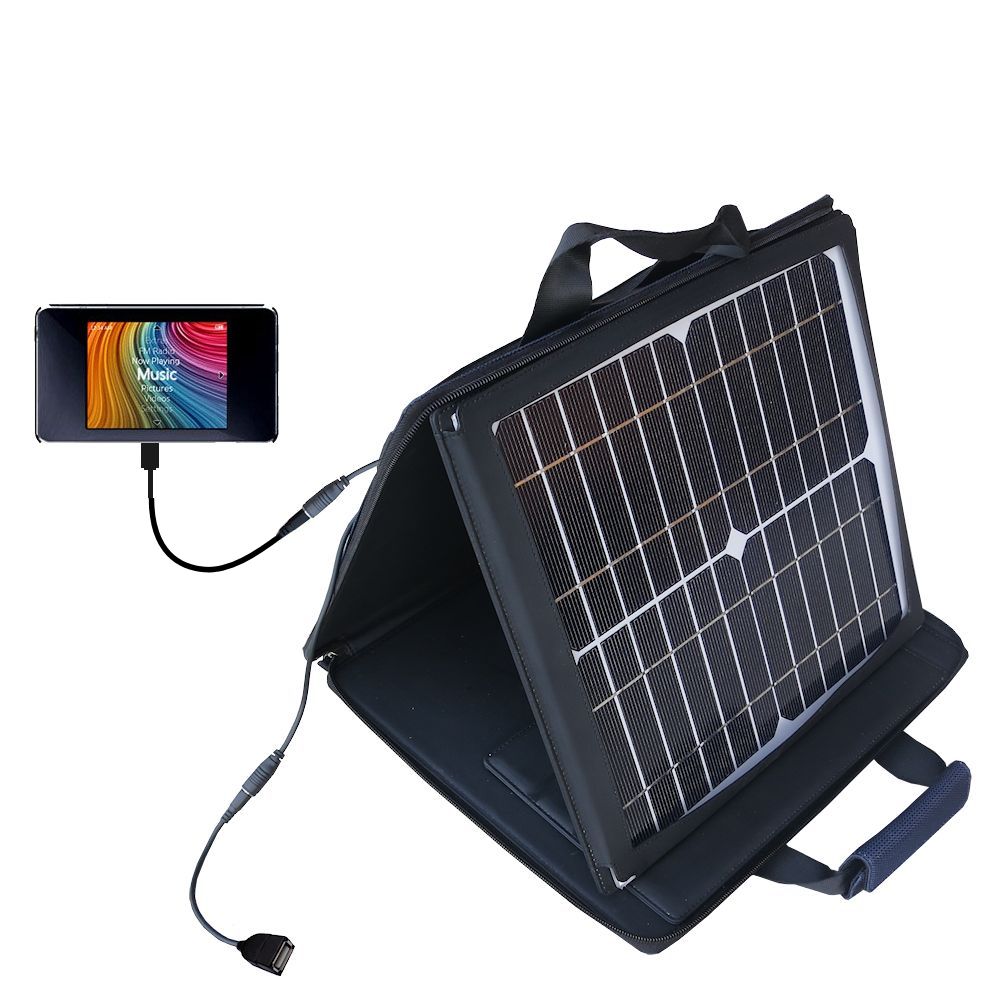 SunVolt Solar Charger compatible with the iRiver Clix 2 (Clix2 / U20) and one other device - charge from sun at wall outlet-like speed