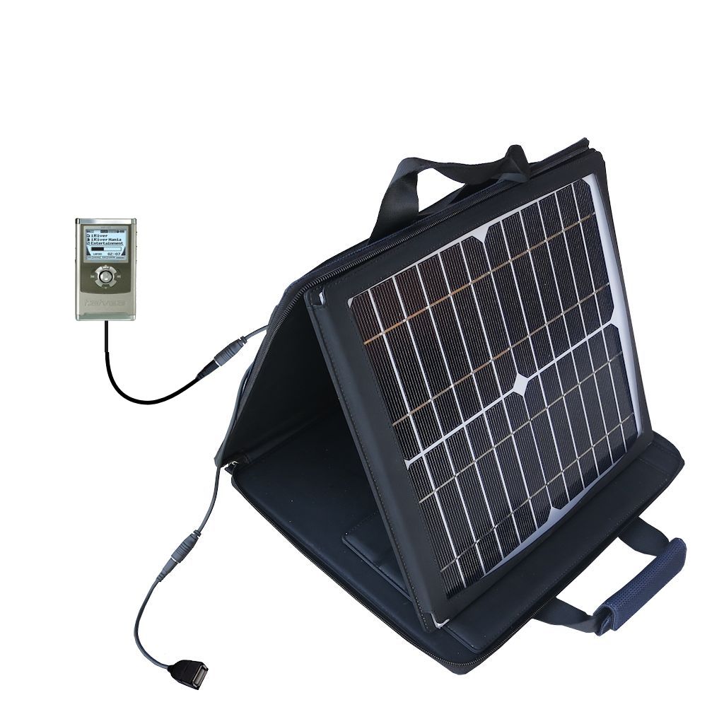 SunVolt Solar Charger compatible with the iRiver H110 H120 H140 and one other device - charge from sun at wall outlet-like speed