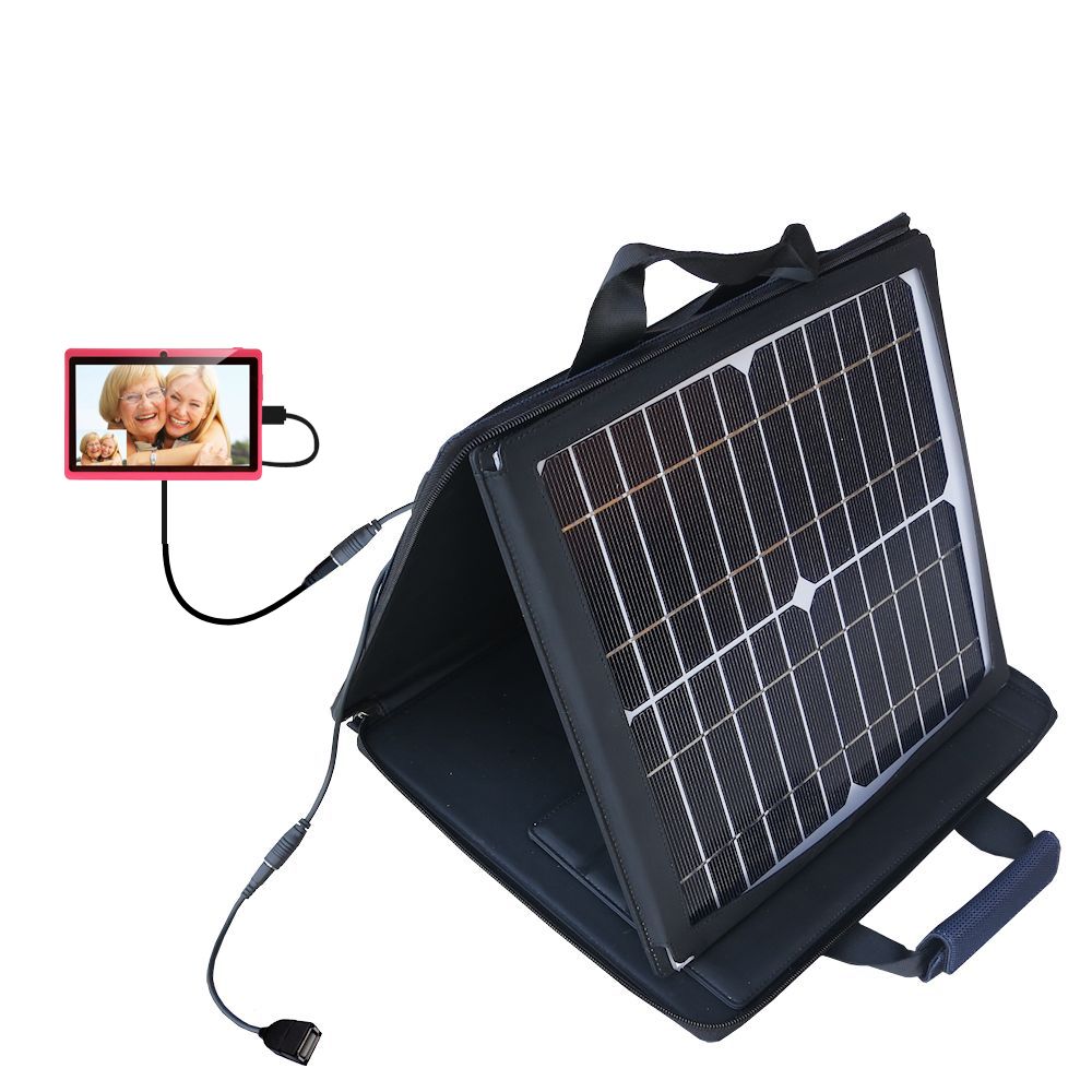 SunVolt Solar Charger compatible with the iRulu LA-520 w Tablet PC and one other device - charge from sun at wall outlet-like speed