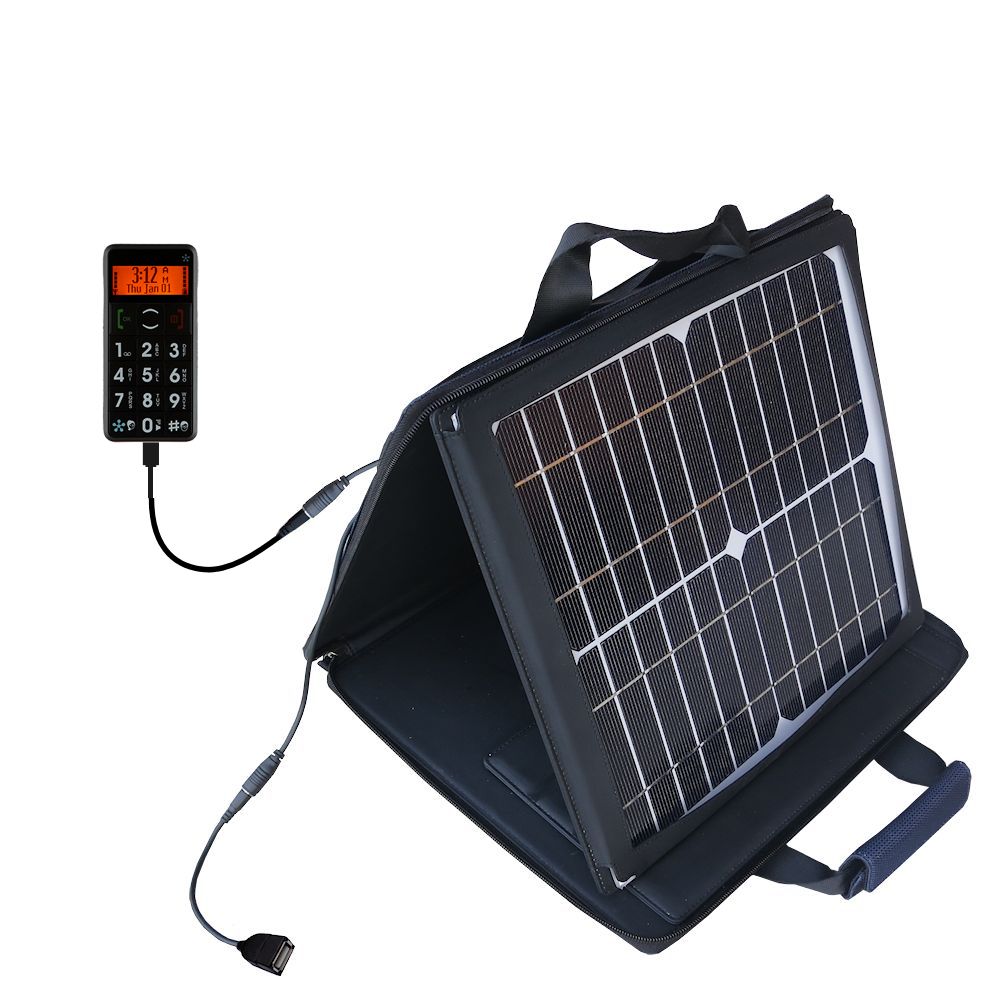 SunVolt Solar Charger compatible with the JUST5 J509 and one other device - charge from sun at wall outlet-like speed
