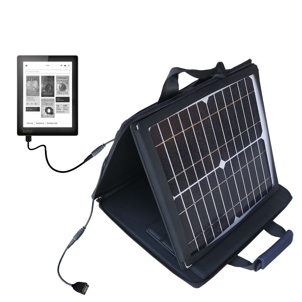 SunVolt Solar Charger compatible with the Kobo Aura / Aura HD and one other device - charge from sun at wall outlet-like speed