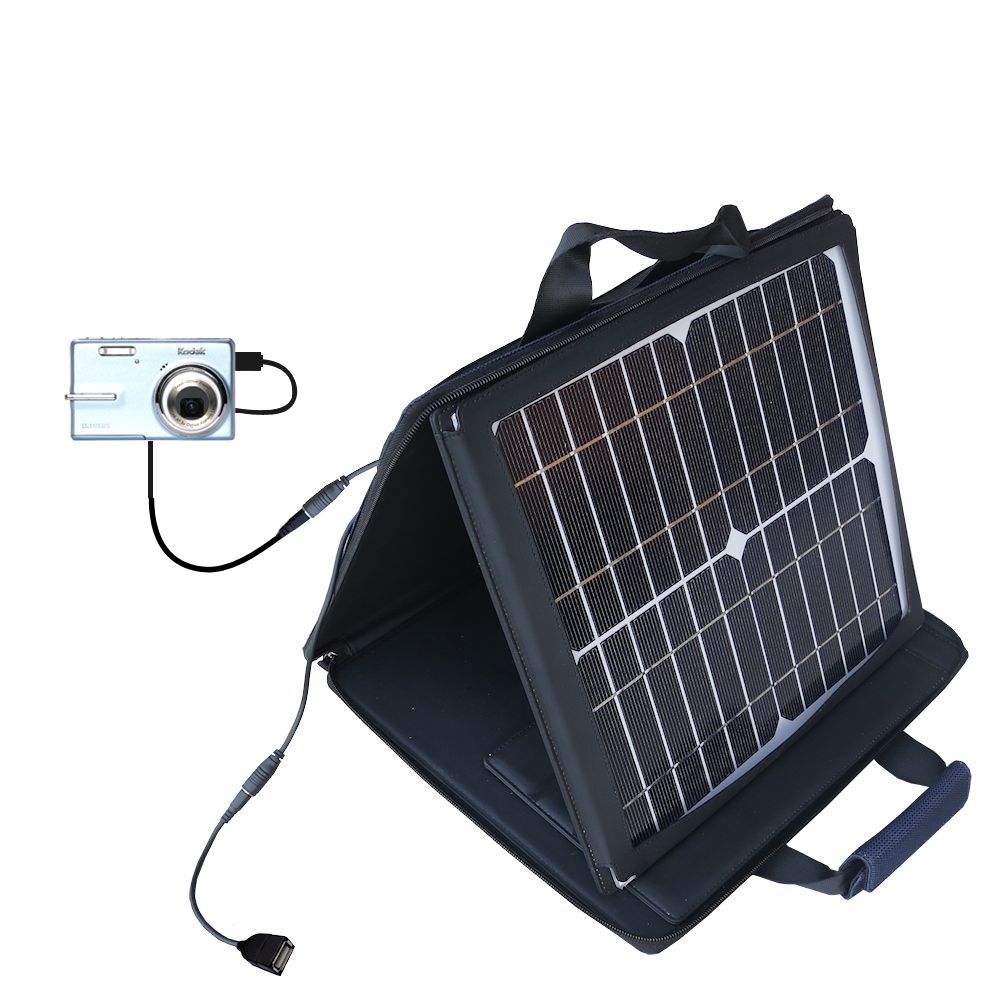 SunVolt Solar Charger compatible with the Kodak Easyshare M893 and one other device - charge from sun at wall outlet-like speed