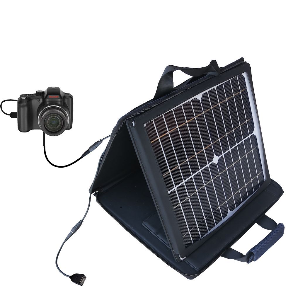 SunVolt Solar Charger compatible with the Kodak Easyshare Z1015 and one other device - charge from sun at wall outlet-like speed