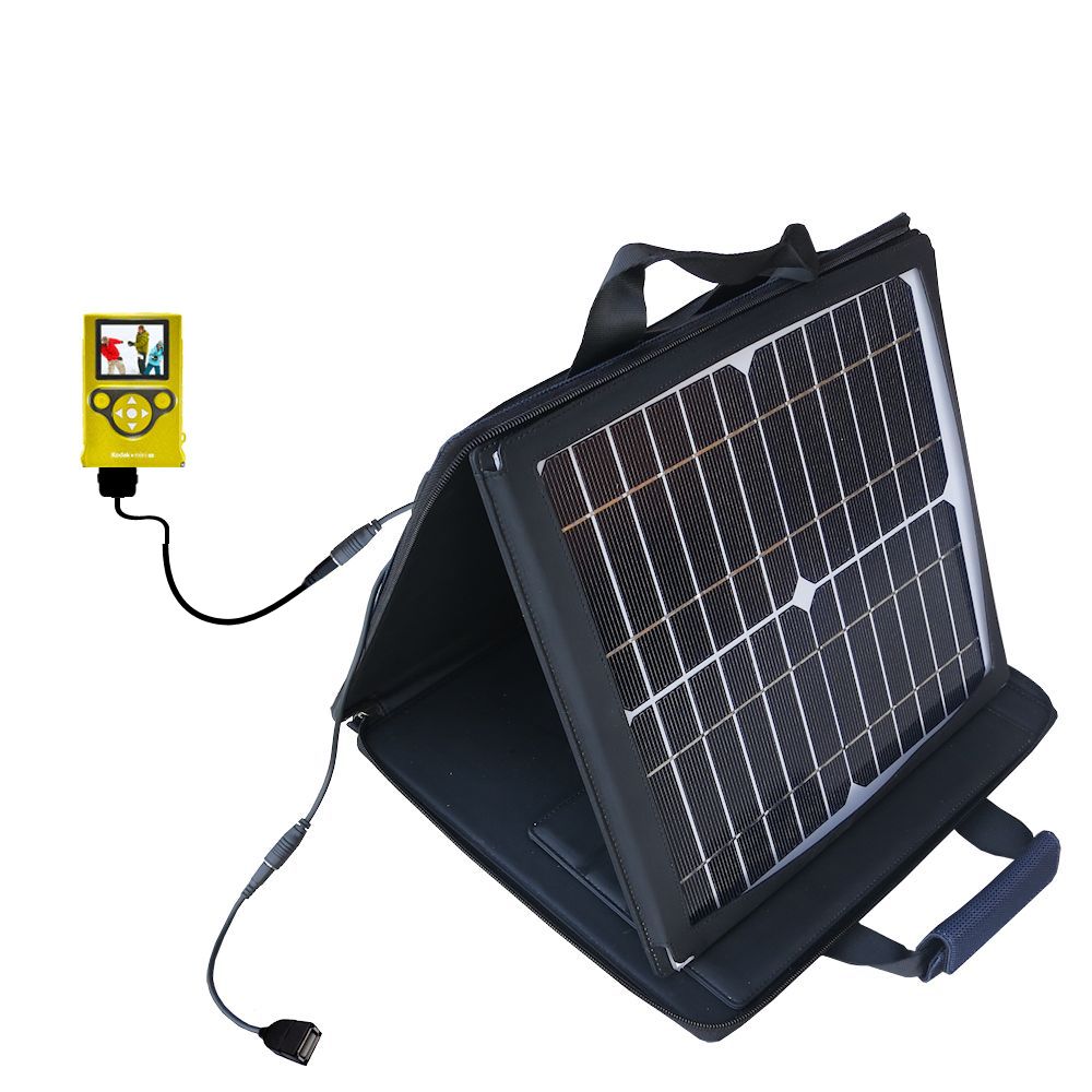 SunVolt Solar Charger compatible with the Kodak Mini HD Video Camera and one other device - charge from sun at wall outlet-like speed