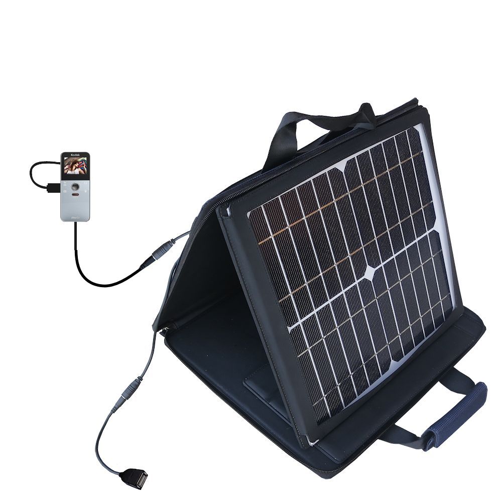 SunVolt Solar Charger compatible with the Kodak PlayFull Ze1 and one other device - charge from sun at wall outlet-like speed