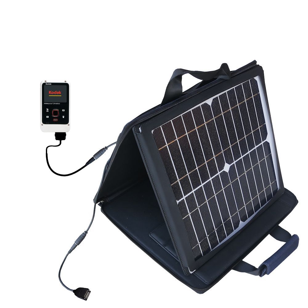 SunVolt Solar Charger compatible with the Kodak Playfull Ze2 and one other device - charge from sun at wall outlet-like speed