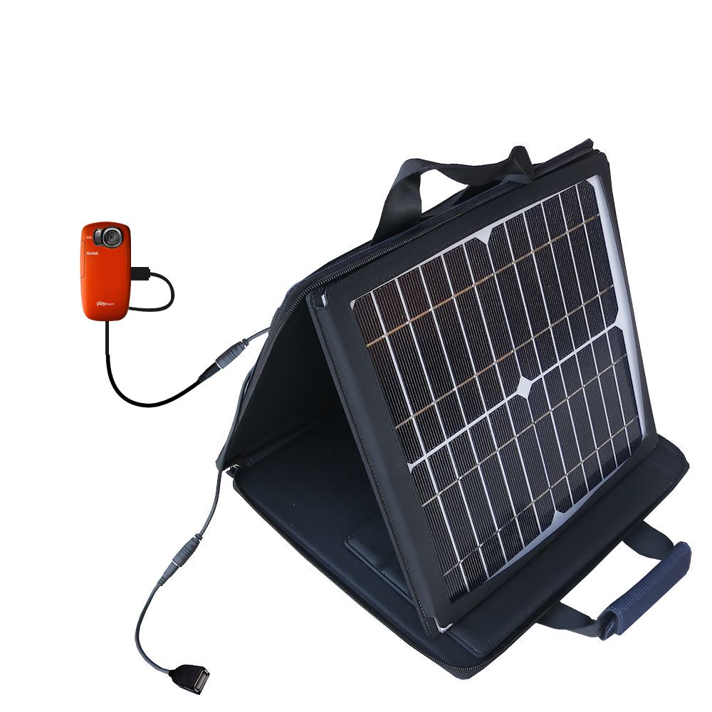 SunVolt Solar Charger compatible with the Kodak Playsport Zx5 and one other device - charge from sun at wall outlet-like speed