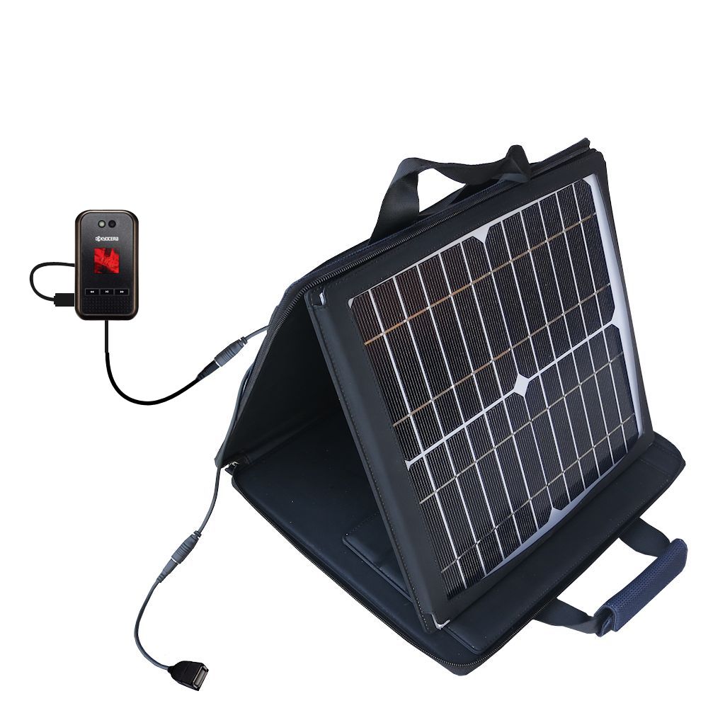 SunVolt Solar Charger compatible with the Kyocera E2000 Tempo and one other device - charge from sun at wall outlet-like speed