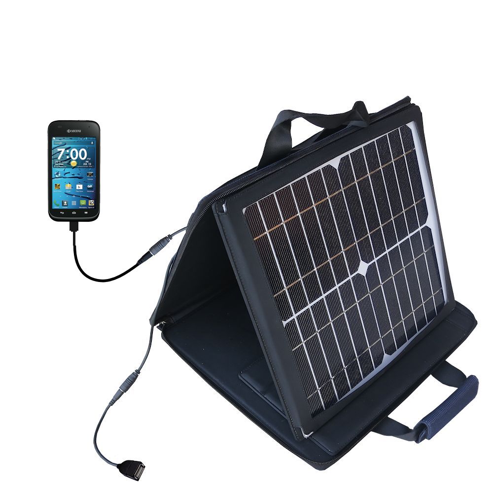 SunVolt Solar Charger compatible with the Kyocera Hydro XTRM and one other device - charge from sun at wall outlet-like speed