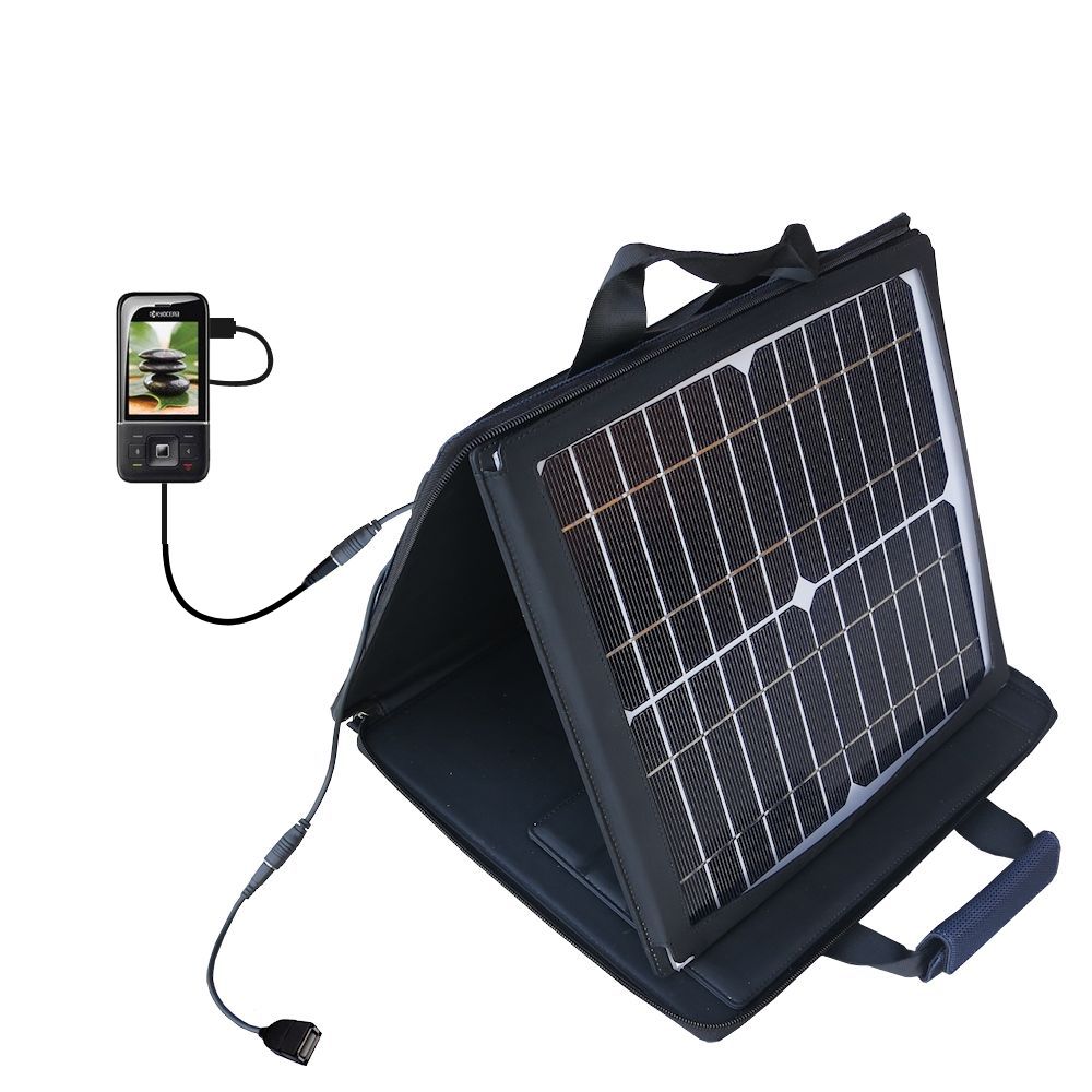 SunVolt Solar Charger compatible with the Kyocera Laylo M1400 and one other device - charge from sun at wall outlet-like speed