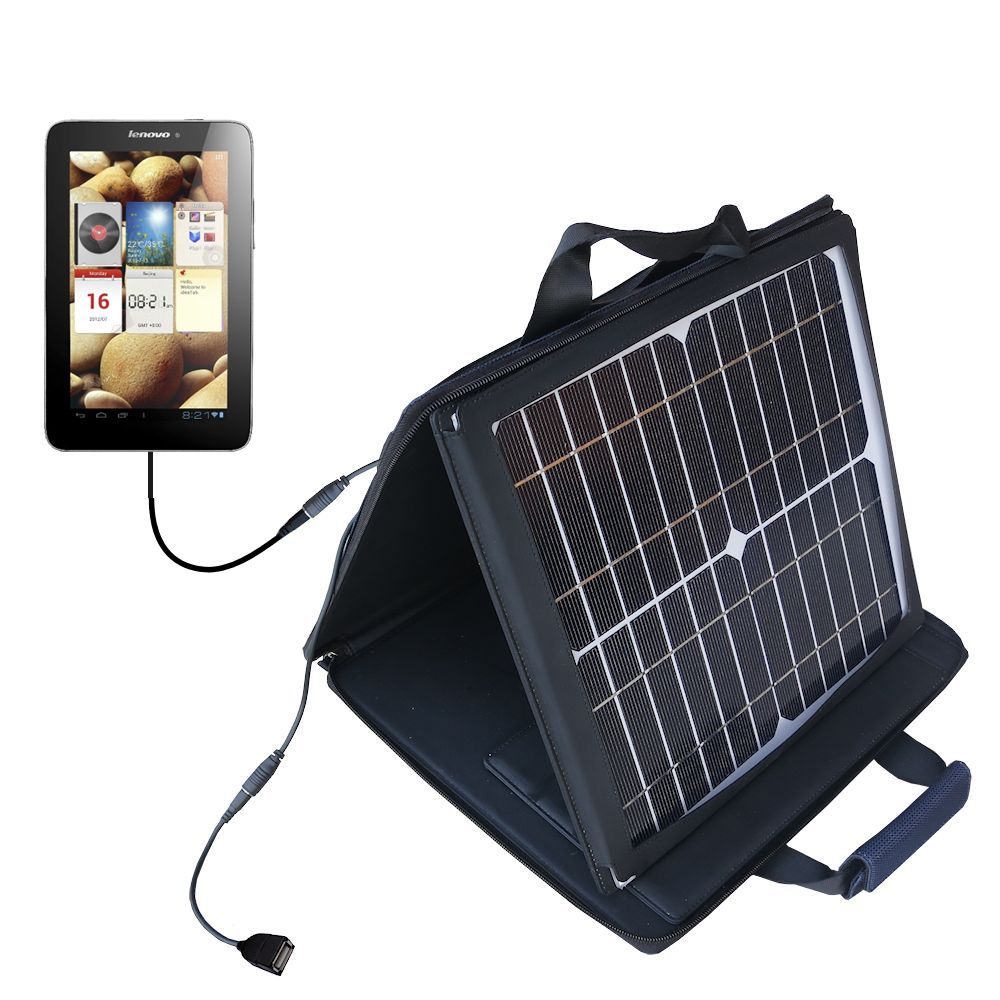 SunVolt Solar Charger compatible with the Lenovo IdeaTab A2017 / A2109 and one other device - charge from sun at wall outlet-like speed