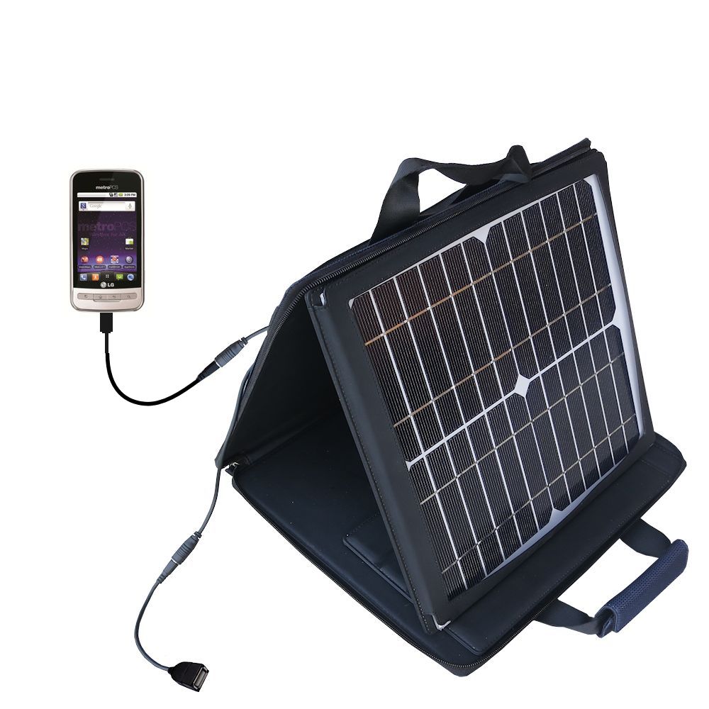 SunVolt Solar Charger compatible with the LG  Optimus M and one other device - charge from sun at wall outlet-like speed
