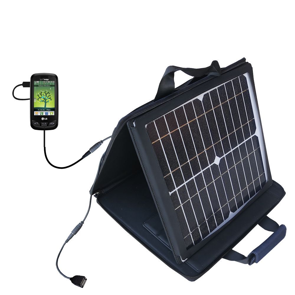 SunVolt Solar Charger compatible with the LG Cosmos Touch and one other device - charge from sun at wall outlet-like speed