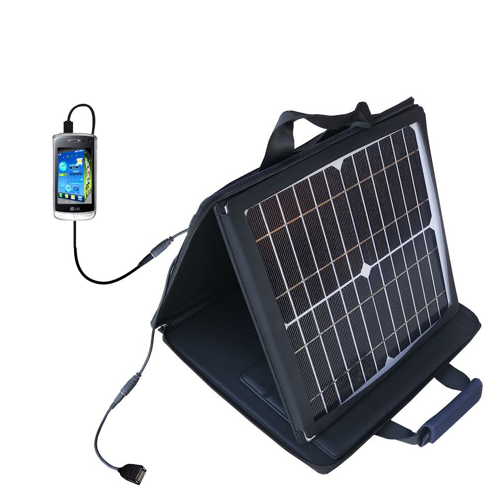 SunVolt Solar Charger compatible with the LG GD900 Crystal and one other device - charge from sun at wall outlet-like speed
