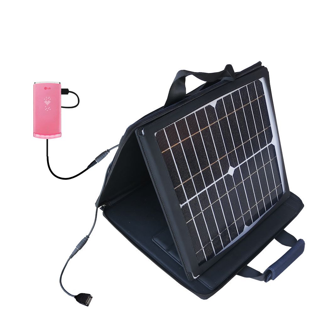 SunVolt Solar Charger compatible with the LG Lollipop GD580 and one other device - charge from sun at wall outlet-like speed
