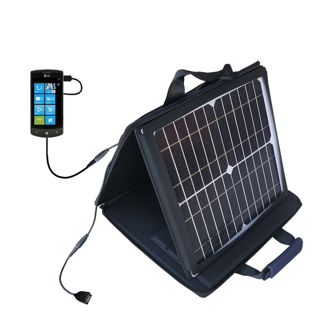 SunVolt Solar Charger compatible with the LG Optimus 7 and one other device - charge from sun at wall outlet-like speed