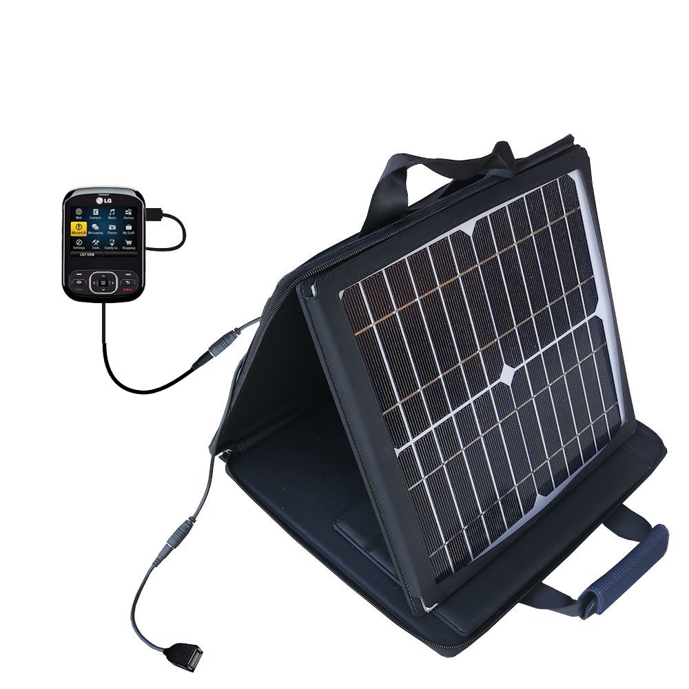 SunVolt Solar Charger compatible with the LG Remarq LN240 and one other device - charge from sun at wall outlet-like speed