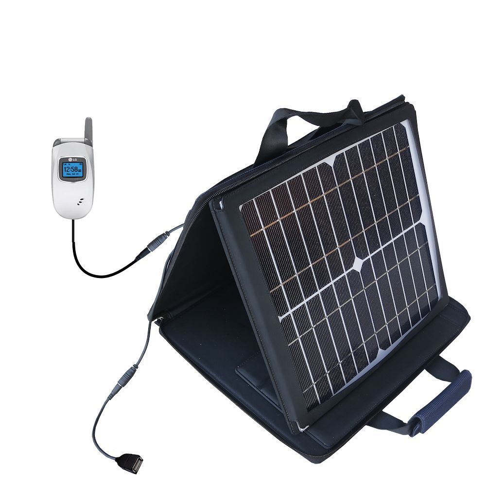 SunVolt Solar Charger compatible with the LG UX210 UX-210 and one other device - charge from sun at wall outlet-like speed