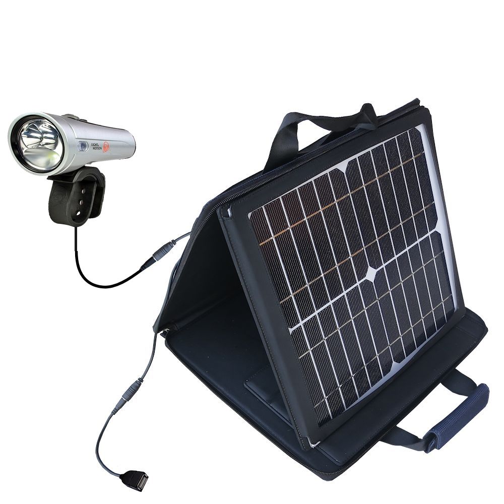 Gomadic SunVolt High Output Portable Solar Power Station designed for the Light and Motion Tax 1200 - Can charge multiple devices with outlet speeds