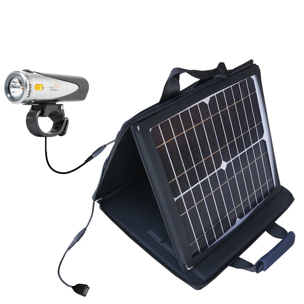SunVolt Solar Charger compatible with the Light and Motion Urban 700 / 550 and one other device - charge from sun at wall outlet-like speed