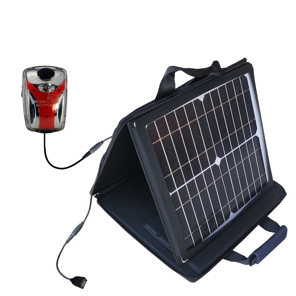 Gomadic SunVolt High Output Portable Solar Power Station designed for the Light and Motion Vis 180 / 360 - Can charge multiple devices with outlet speeds