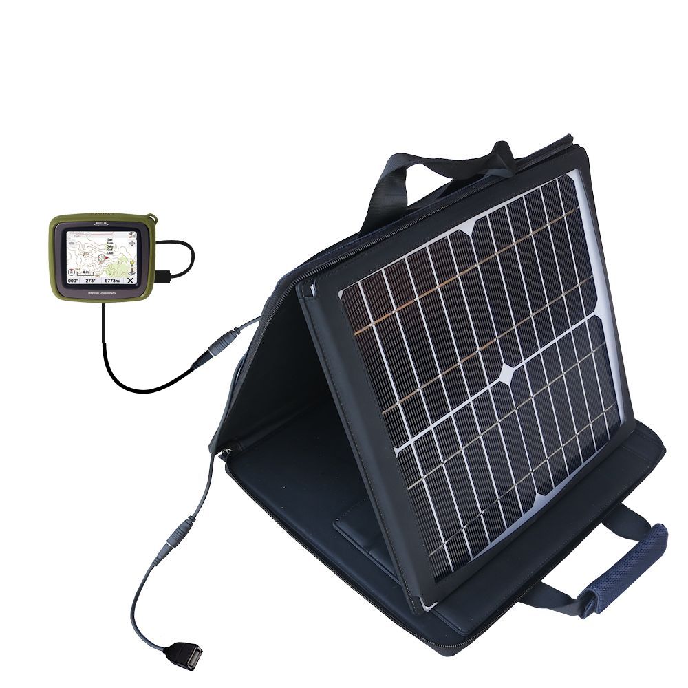SunVolt Solar Charger compatible with the Magellan Crossover and one other device - charge from sun at wall outlet-like speed