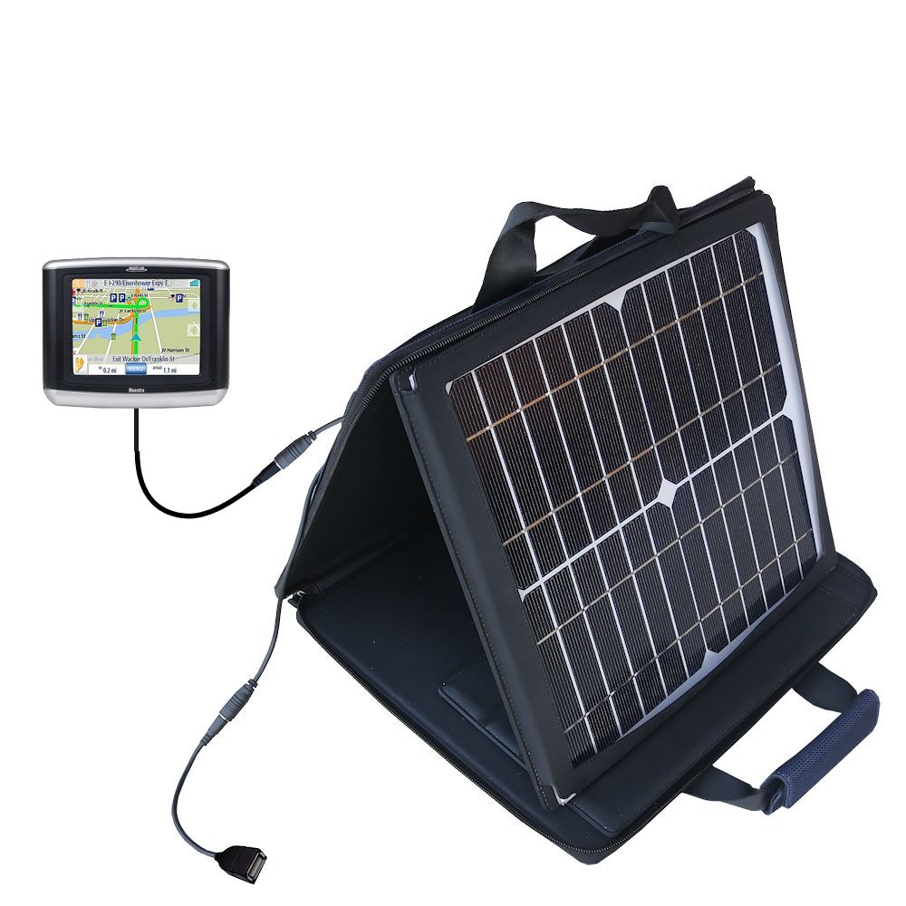 SunVolt Solar Charger compatible with the Magellan Maestro 3100 and one other device - charge from sun at wall outlet-like speed