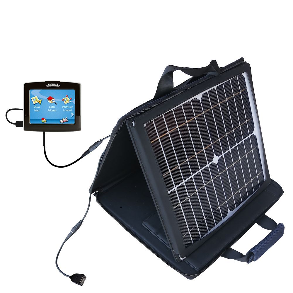 SunVolt Solar Charger compatible with the Magellan Maestro 3210 and one other device - charge from sun at wall outlet-like speed